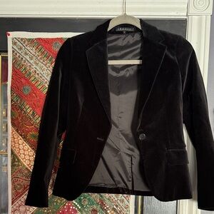 Theory Black Velvet Single-Button Blazer